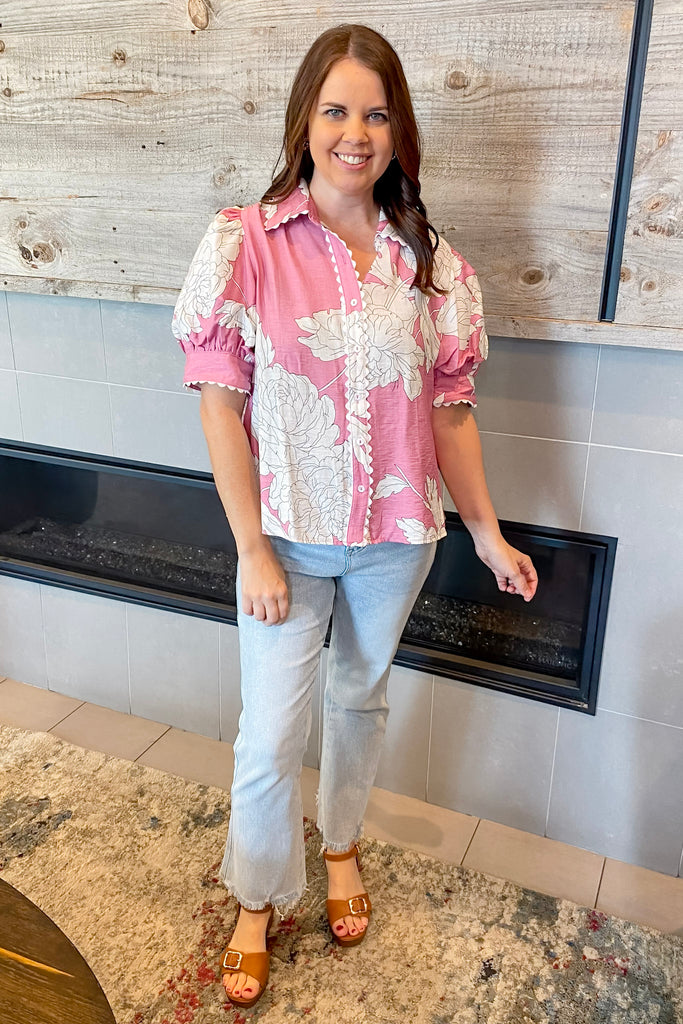 New Perspective Floral Print Pink Top - Lyla's: Clothing, Decor & More - Plano Boutique