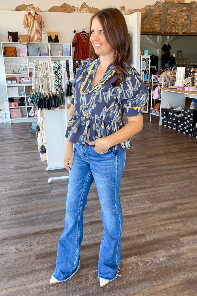 Picking Your Dreams Floral Print Navy Top - Lyla's: Clothing, Decor & More - Plano Boutique