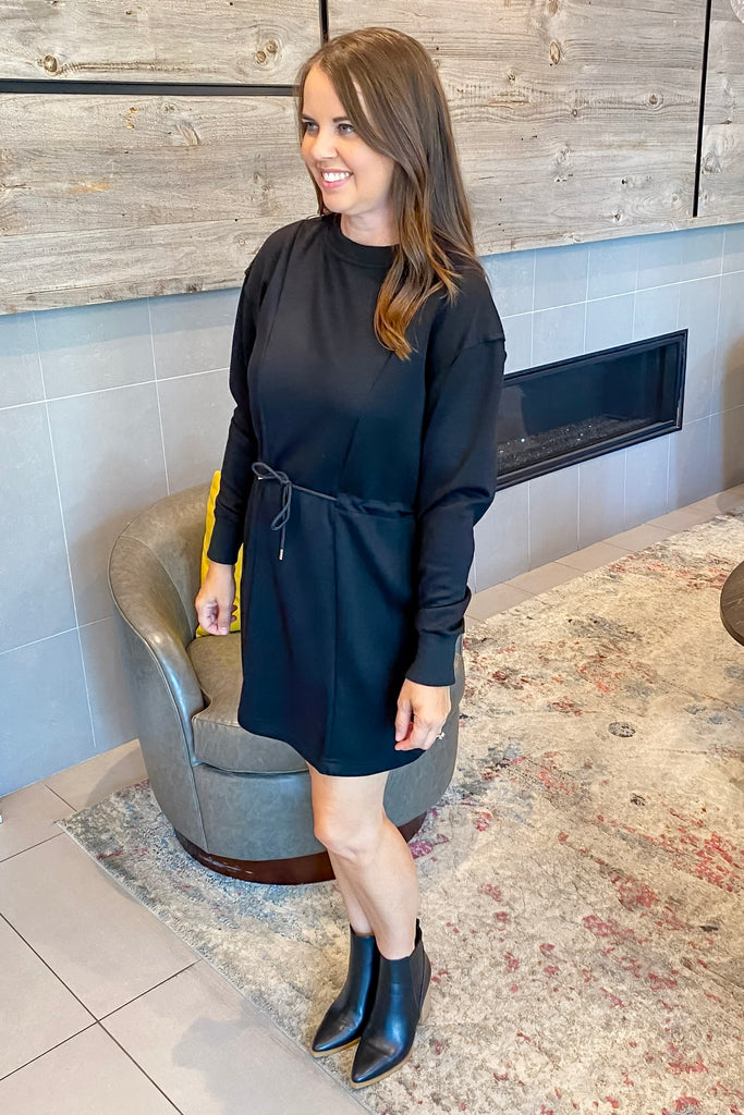 Tie It Up Longsleeve Black Dress - Lyla's: Clothing, Decor & More - Plano Boutique