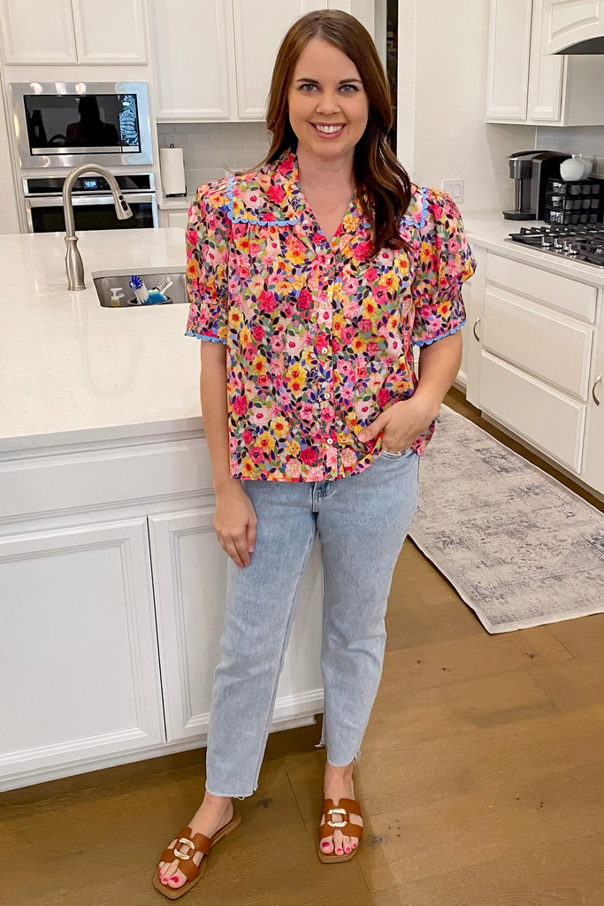 Live It Up Vibrant Floral Print Top - Lyla's: Clothing, Decor & More - Plano Boutique