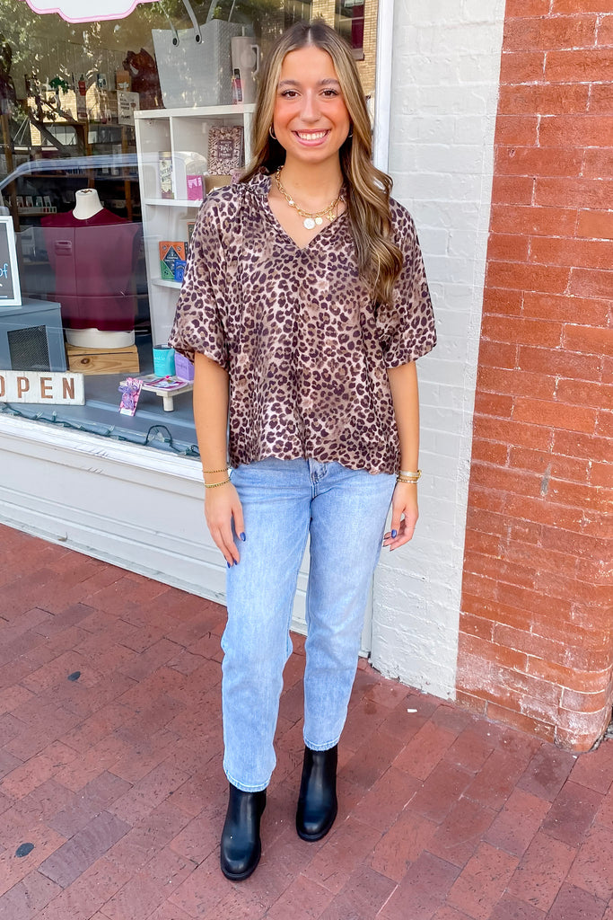 Out Of Town Olive Leopard Print Top - Lyla's: Clothing, Decor & More - Plano Boutique