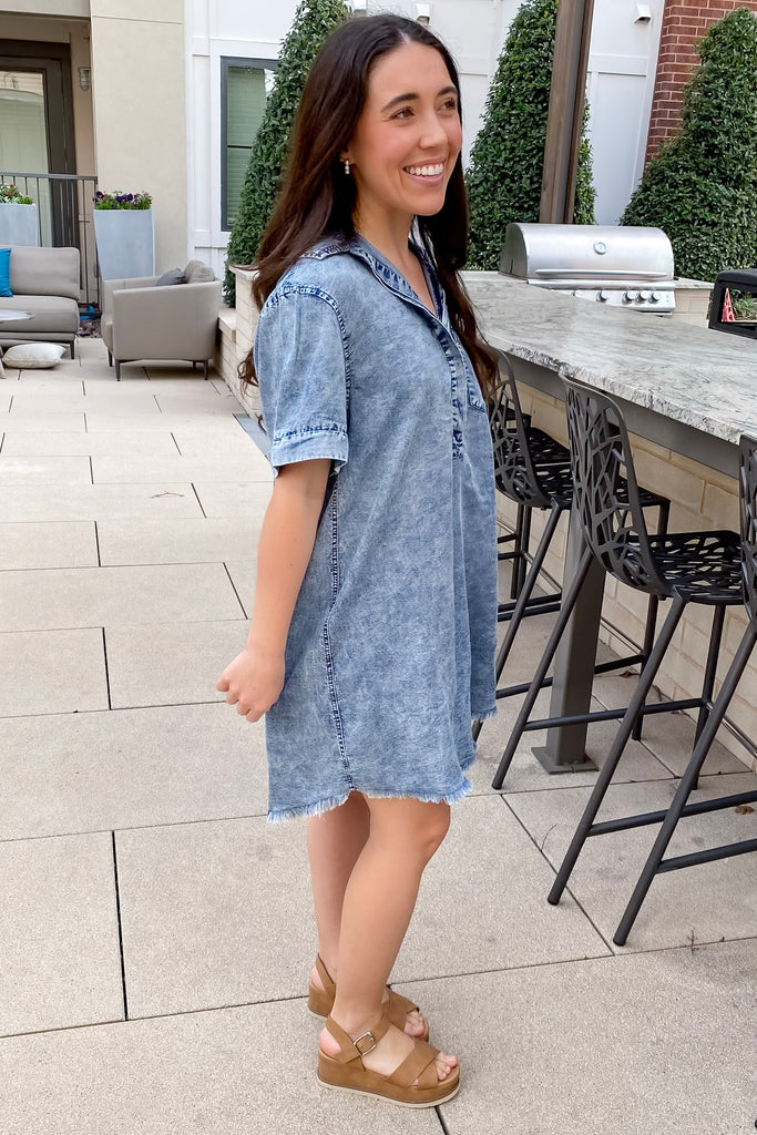 In Love Washed Denim Light Blue Dress - Lyla's: Clothing, Decor & More - Plano Boutique