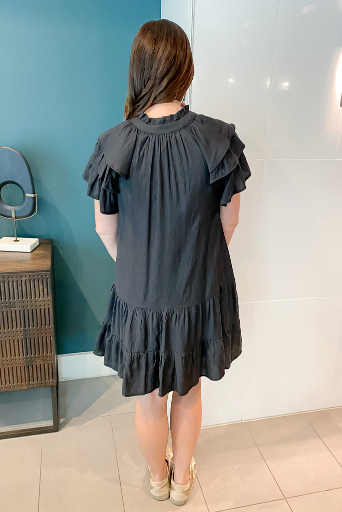 All About It Ruffle Black Dress - Lyla's: Clothing, Decor & More - Plano Boutique