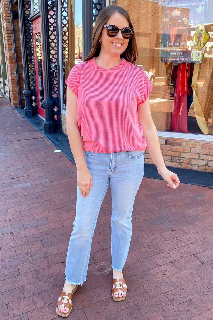 A Lyla's Favorite Candy Coral Ribbed Top - Lyla's: Clothing, Decor & More - Plano Boutique