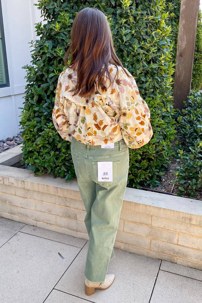 Sacremento Olive High Rise Wide Leg Cropped Denim by Mica - Lyla's: Clothing, Decor & More - Plano Boutique