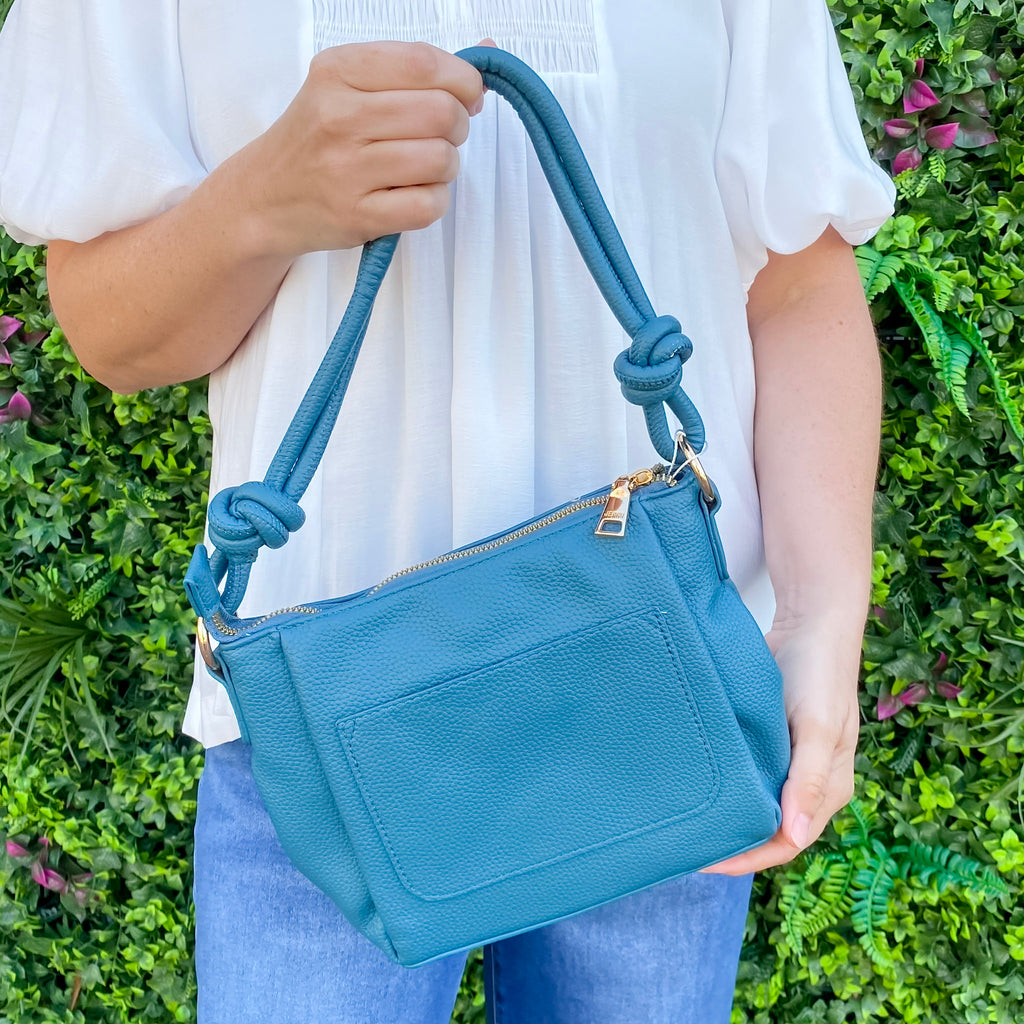 Jen & Co Chicago Vegan Knotted Shoulder Bag in Ocean Blue - Lyla's: Clothing, Decor & More - Plano Boutique