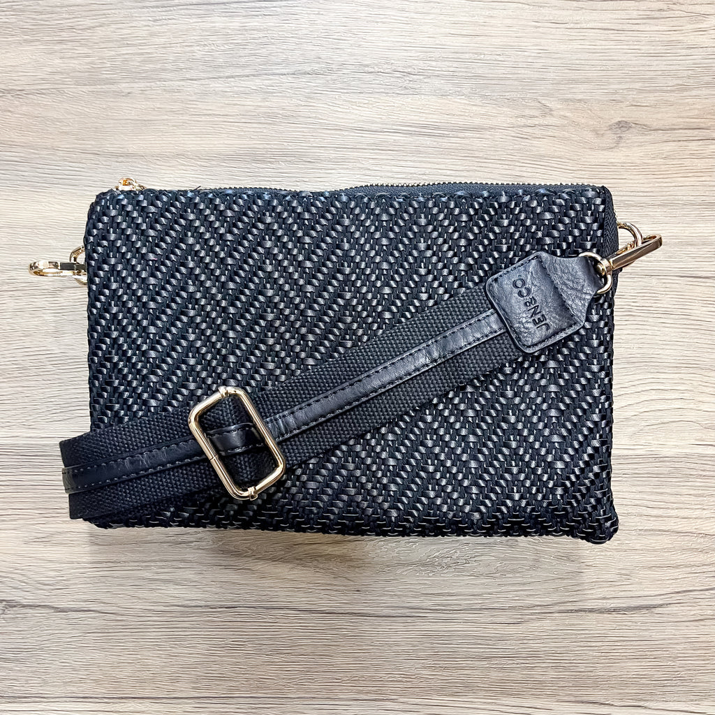 Jen & Co Izzy Woven Diagonal Crossbody Handbag - Black - Lyla's: Clothing, Decor & More - Plano Boutique