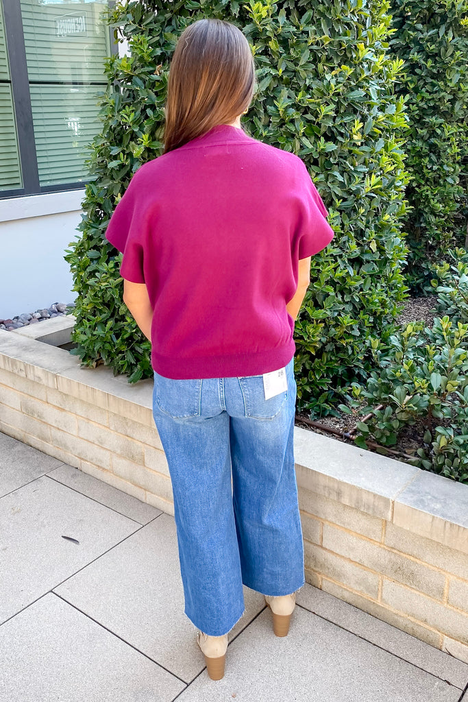 Plum Mock Neck Short Sleeve Top - Lyla's: Clothing, Decor & More - Plano Boutique