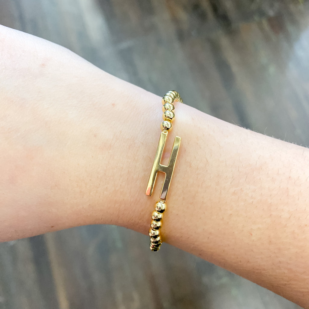 Initial Sideways Initial Bracelet - Lyla's: Clothing, Decor & More - Plano Boutique