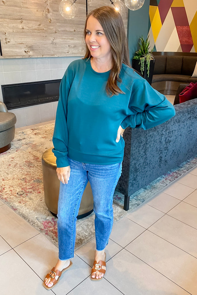 On Cloud Nine Deep Green Sweater - Lyla's: Clothing, Decor & More - Plano Boutique