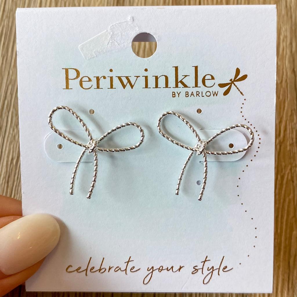 Simplistic Silver Bow Earring - Lyla's: Clothing, Decor & More - Plano Boutique