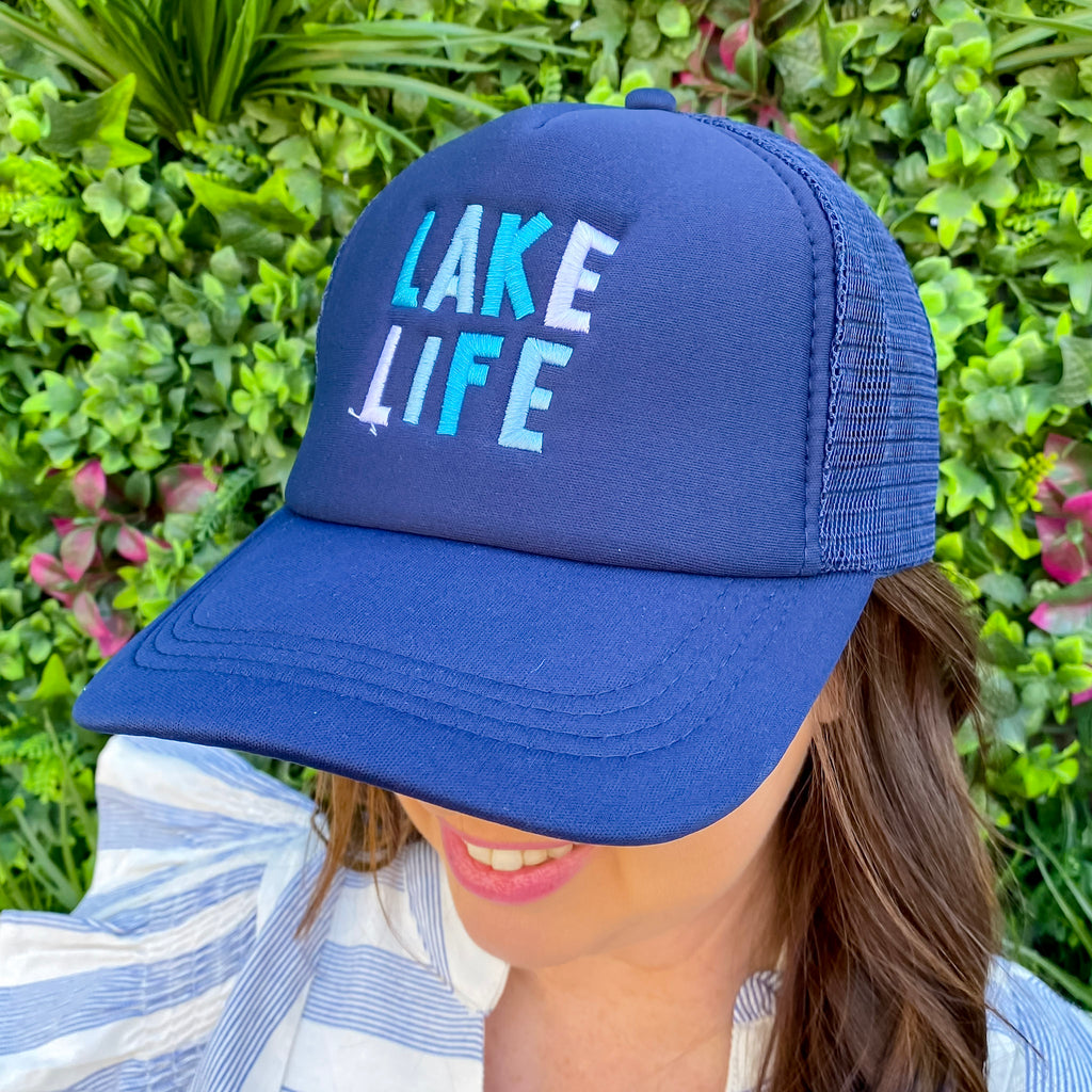 Embroidered Trucker Hat - Lake Life - Lyla's: Clothing, Decor & More - Plano Boutique