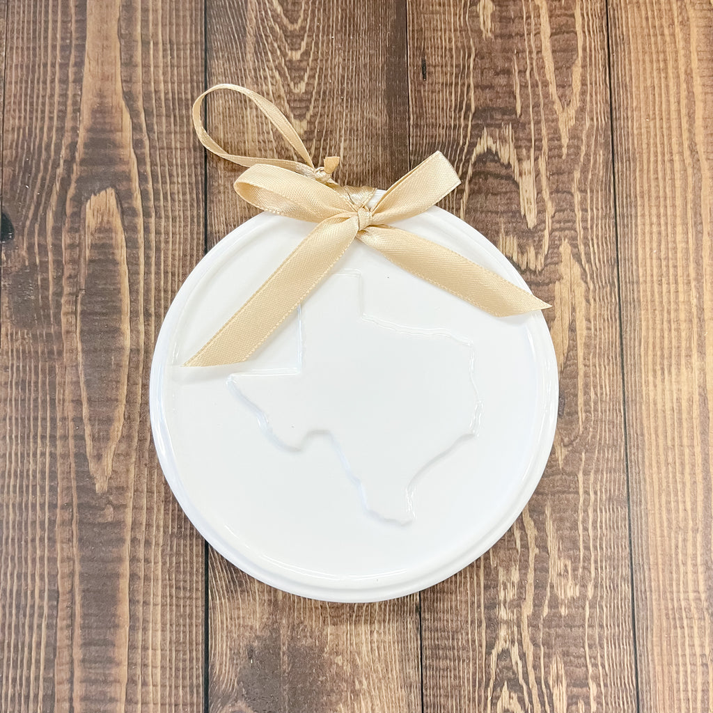 Texas Embossed Christmas Ornament - Lyla's: Clothing, Decor & More - Plano Boutique