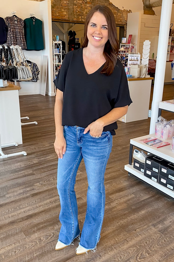 Simple V Neckline Black Top - Lyla's: Clothing, Decor & More - Plano Boutique