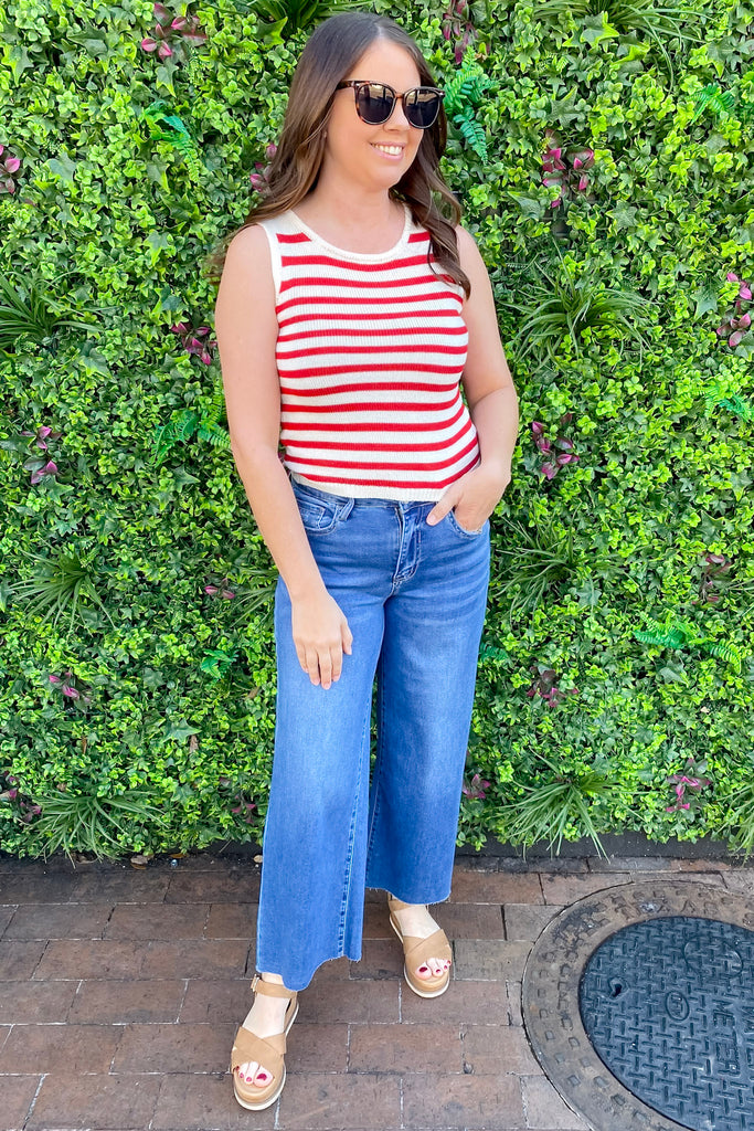 Party in The USA Red Striped Top - Lyla's: Clothing, Decor & More - Plano Boutique