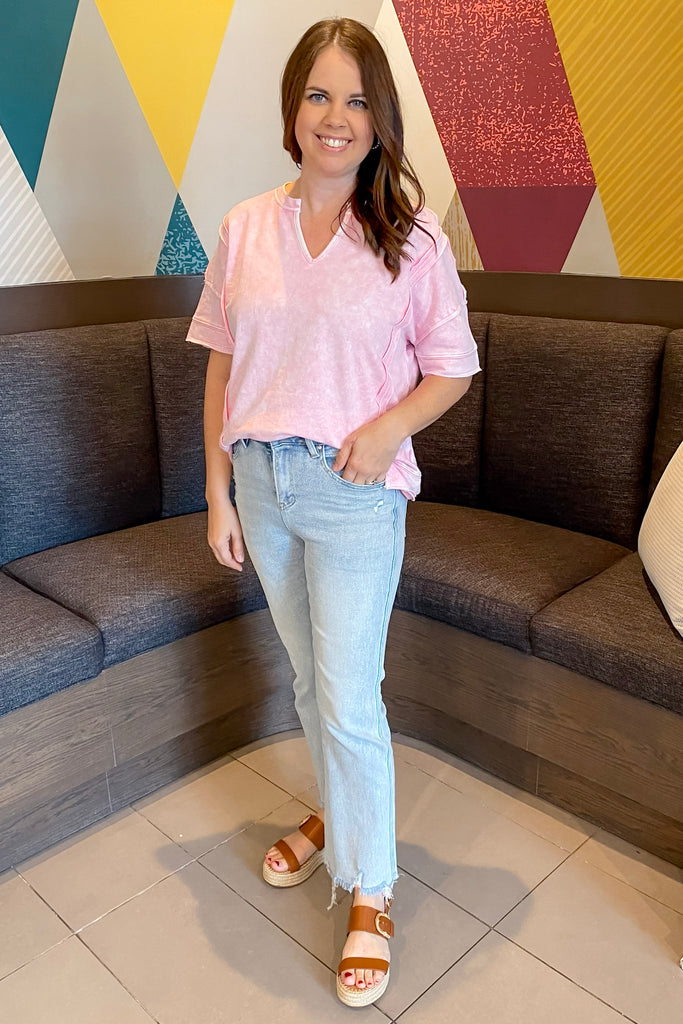 Dodgers Blue High Rise Crop Flare Denim by Mica - Lyla's: Clothing, Decor & More - Plano Boutique