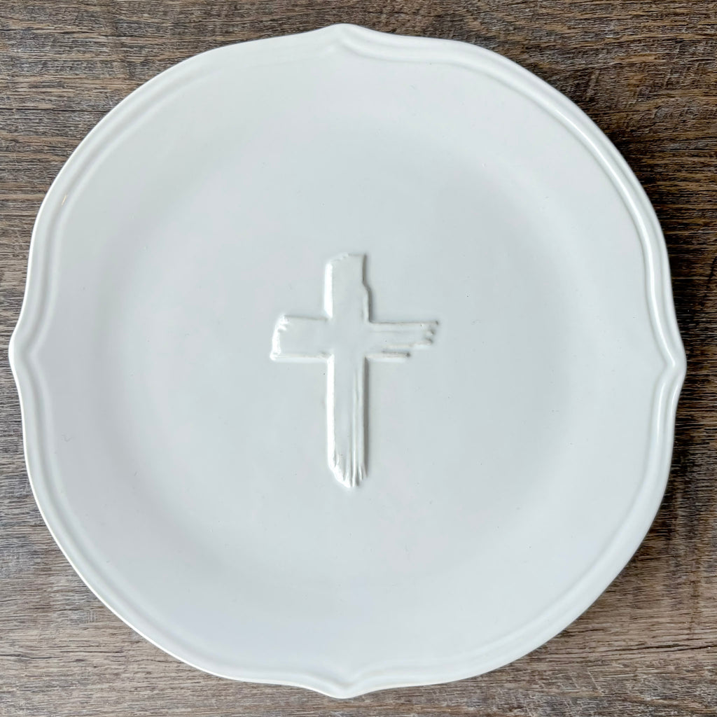 Cross Embossed Plate - Lyla's: Clothing, Decor & More - Plano Boutique
