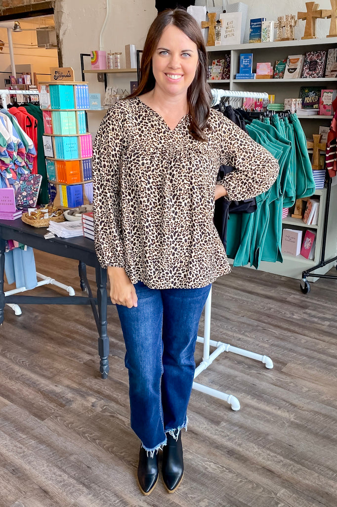 Tan Animal Print Top - Lyla's: Clothing, Decor & More - Plano Boutique