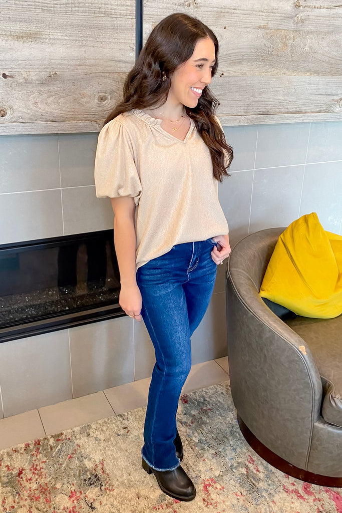 Shimmer and Shine the Night Away Champagne Top - Lyla's: Clothing, Decor & More - Plano Boutique