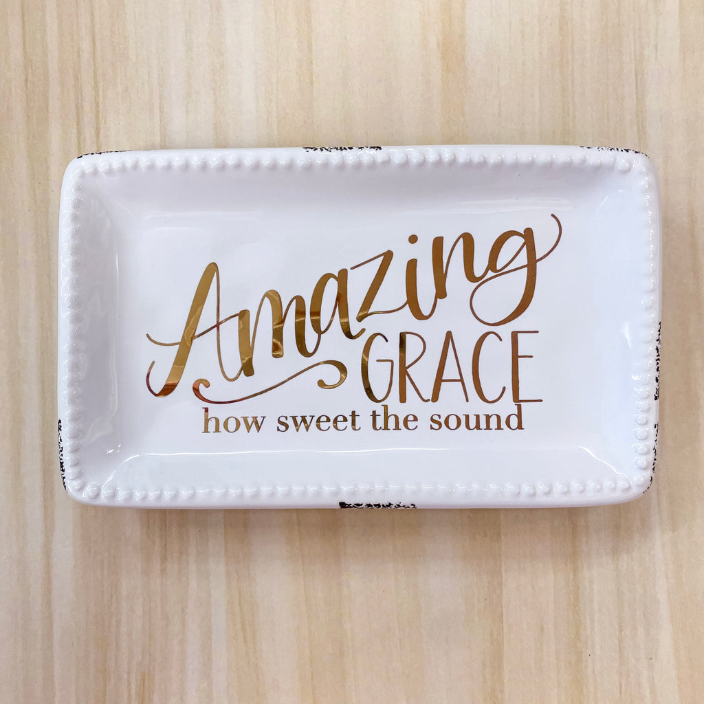 Amazing Grace How Sweet The Sound Trinket Tray - Lyla's: Clothing, Decor & More - Plano Boutique