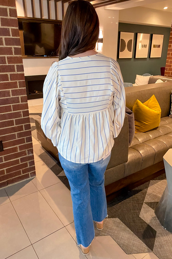 Where You Belong Blue Striped Top - Lyla's: Clothing, Decor & More - Plano Boutique