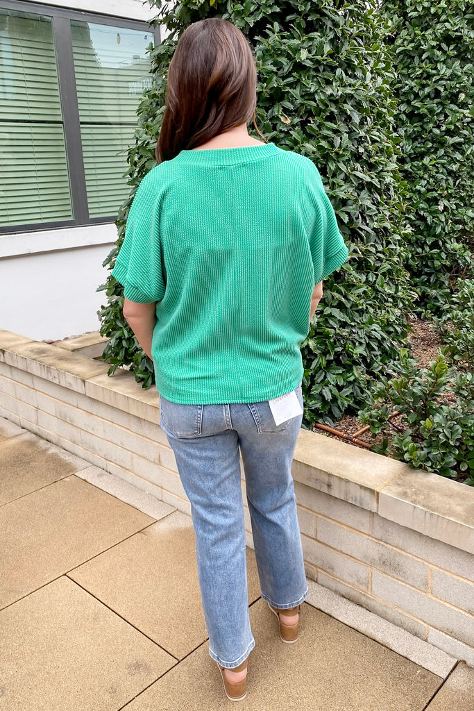 The Weekend Wanderer Ribbed Green Top - Lyla's: Clothing, Decor & More - Plano Boutique