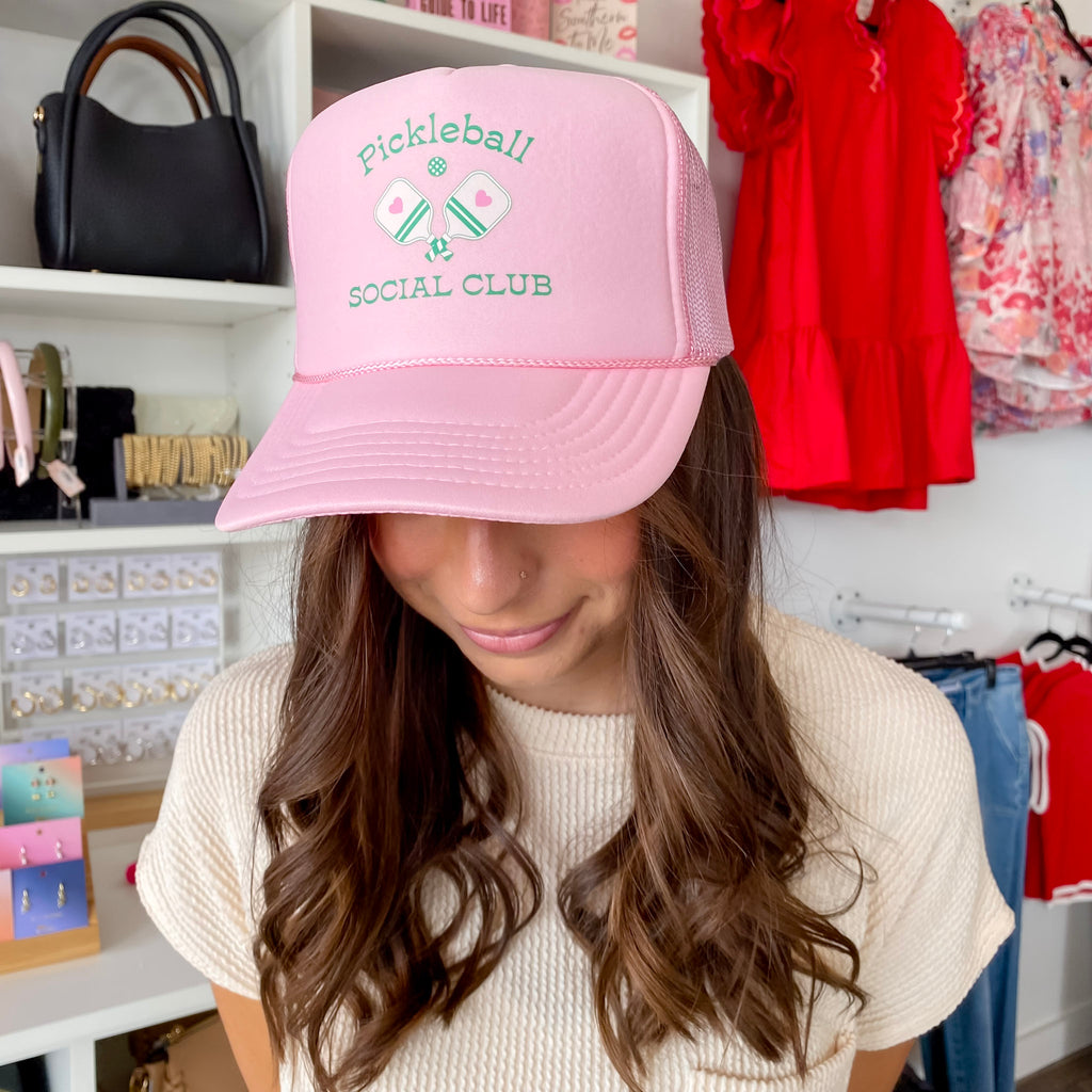 Pickleball Social Club Light Pink Foam Trucker Hat - Lyla's: Clothing, Decor & More - Plano Boutique