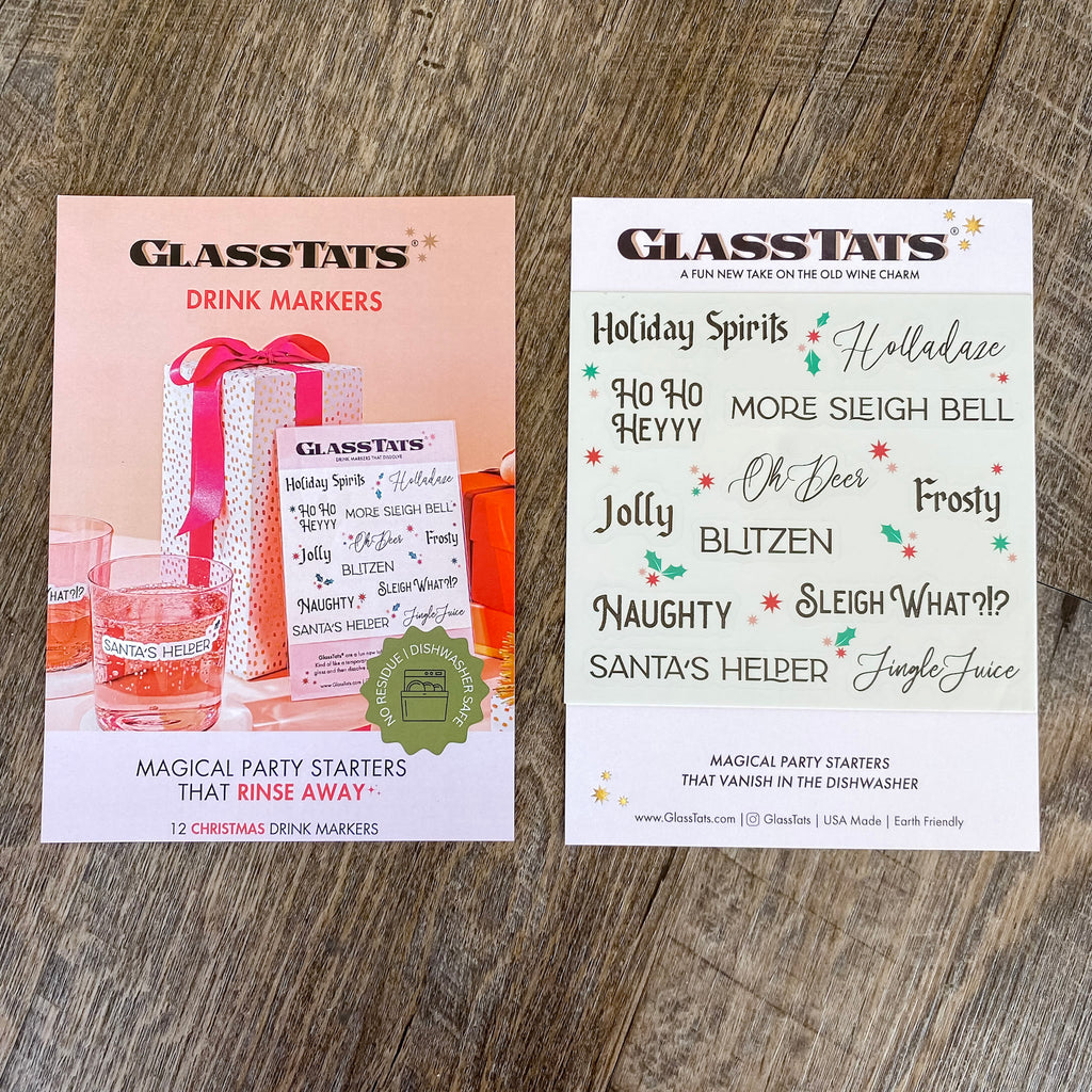 Christmas Drink Markers by GlassTats - Lyla's: Clothing, Decor & More - Plano Boutique