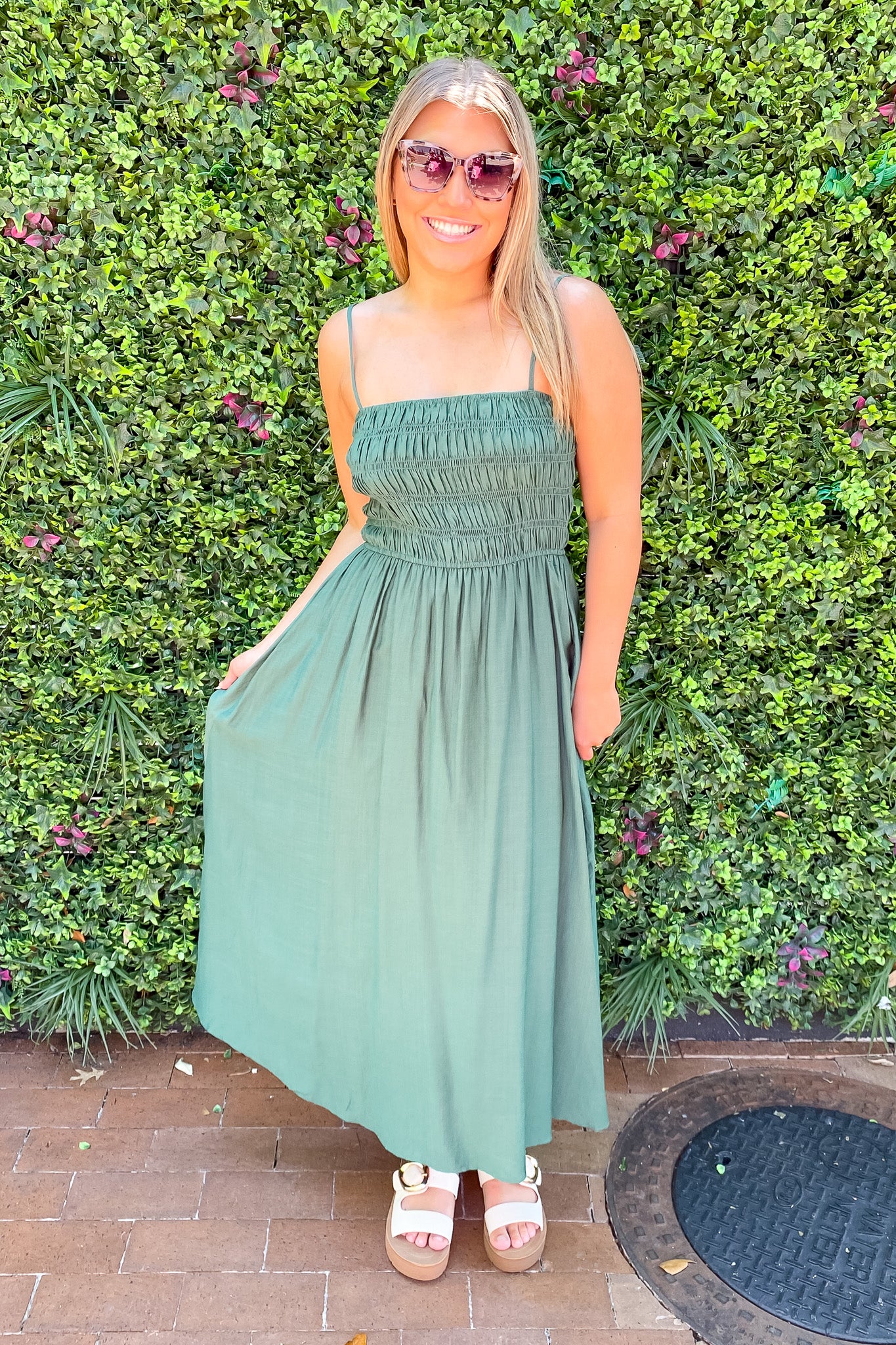 Timeless Dreams Emerald Green Midi Dress Medium