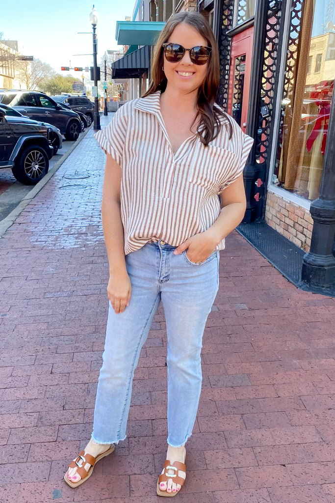 Sandstone Striped Coco Top - Lyla's: Clothing, Decor & More - Plano Boutique