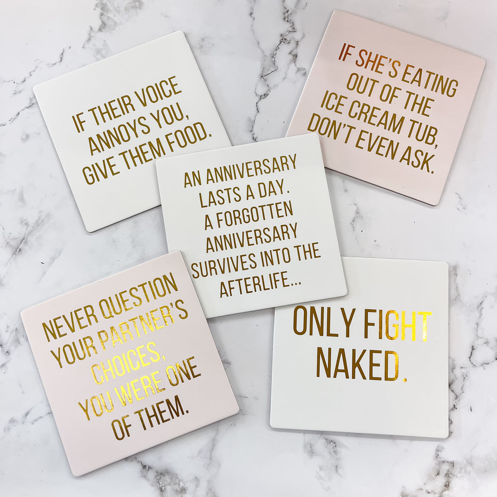 Advice for Couples Coaster Set - Lyla's: Clothing, Decor & More - Plano Boutique