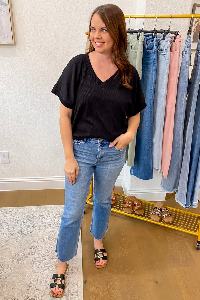 Bella Reptar Clean Cut High Rise Cropped Flare by Vervet - Lyla's: Clothing, Decor & More - Plano Boutique