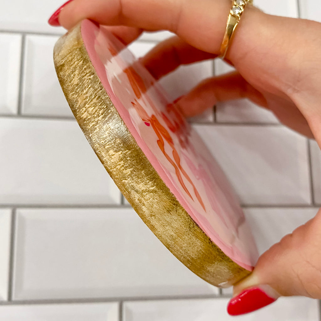 Blushing Bows Wood Enamel Coaster - Lyla's: Clothing, Decor & More - Plano Boutique