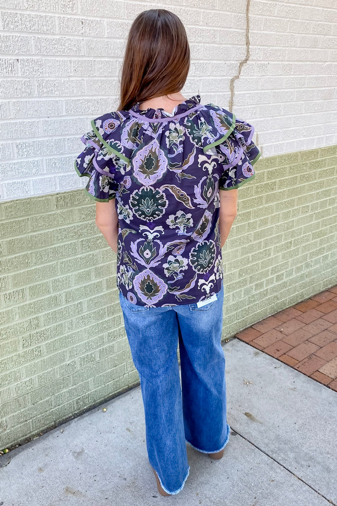Stroll Around Floral Print Navy Top - Lyla's: Clothing, Decor & More - Plano Boutique