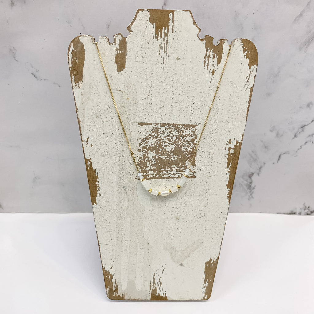White Sweet and Delicate Pearl and Stone Necklace - Lyla's: Clothing, Decor & More - Plano Boutique