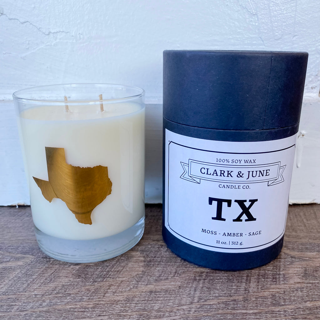 TX Candle - Moss, Amber, Sage by Clark & June - Lyla's: Clothing, Decor & More - Plano Boutique