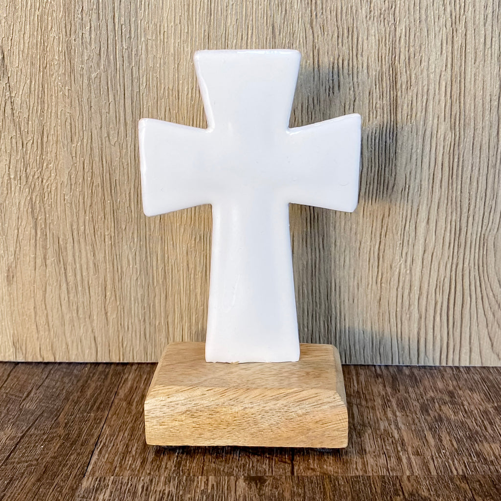 Enamel Standing Cross - White 4" - Lyla's: Clothing, Decor & More - Plano Boutique