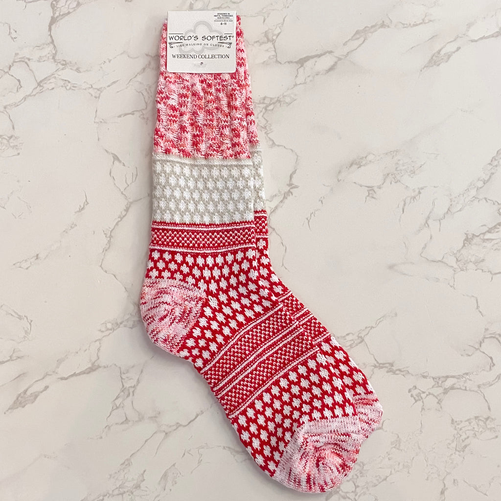 Peppermint Multi Cozy Ladies Socks - Lyla's: Clothing, Decor & More - Plano Boutique
