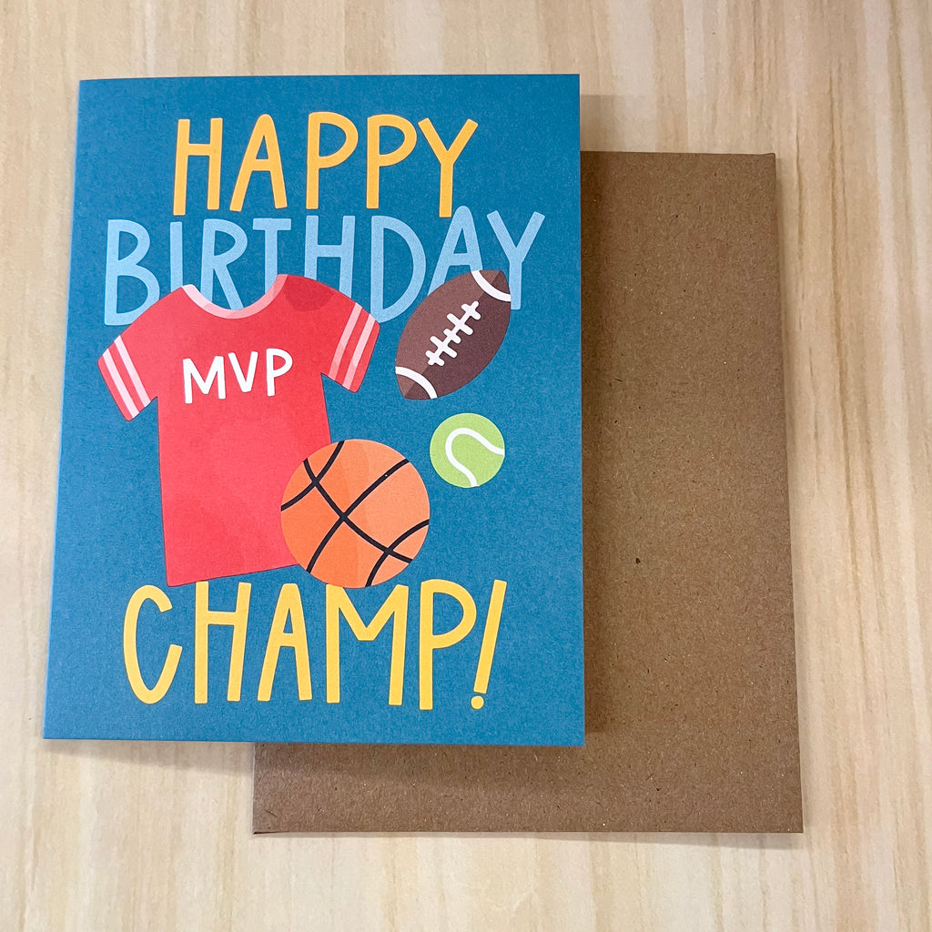Happy Birthday Champ Greeting Card - Lyla's: Clothing, Decor & More - Plano Boutique
