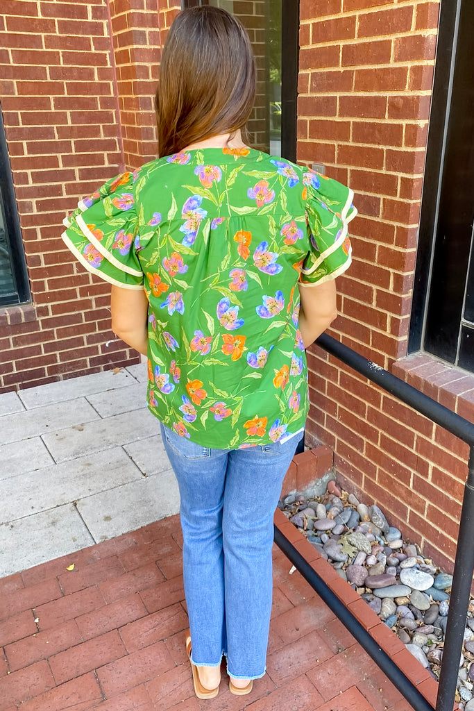 Autumn Dreams Green Floral Print Top - Lyla's: Clothing, Decor & More - Plano Boutique