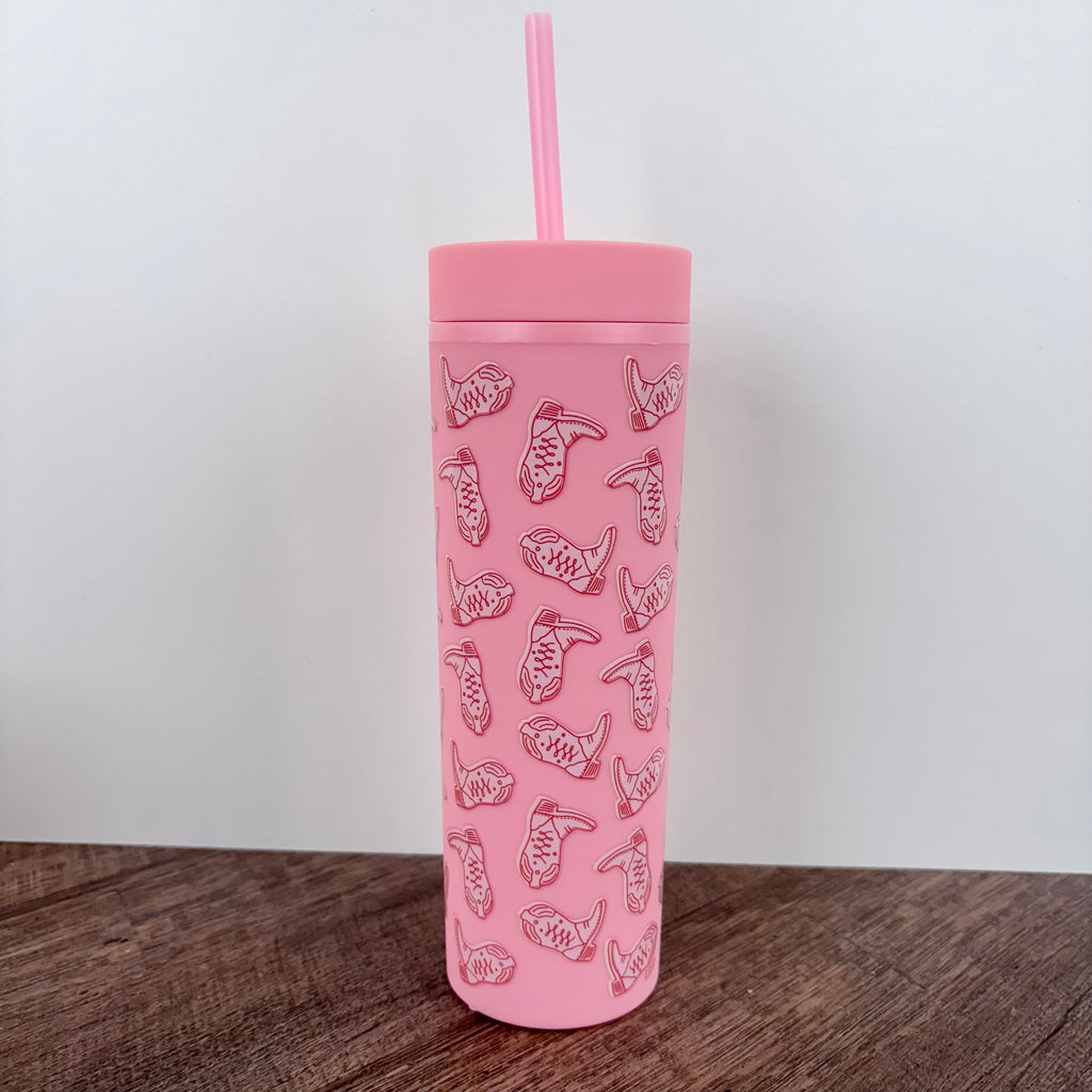 Western Cowgirl Boots Acrylic Pink Tumbler - Lyla's: Clothing, Decor & More - Plano Boutique