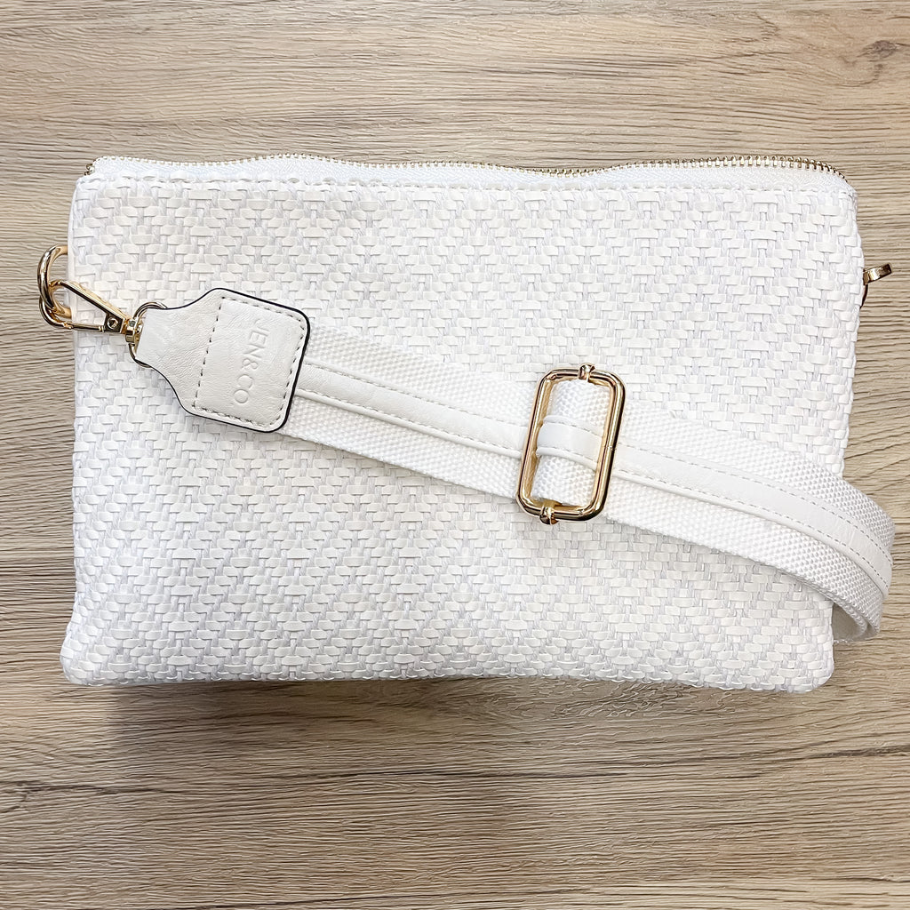 Jen & Co Izzy Woven Diagonal Crossbody Handbag - White - Lyla's: Clothing, Decor & More - Plano Boutique