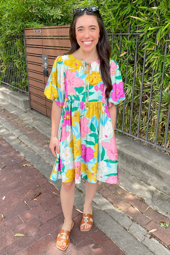 Over the Moon Floral Print Mint Dress - Lyla's: Clothing, Decor & More - Plano Boutique