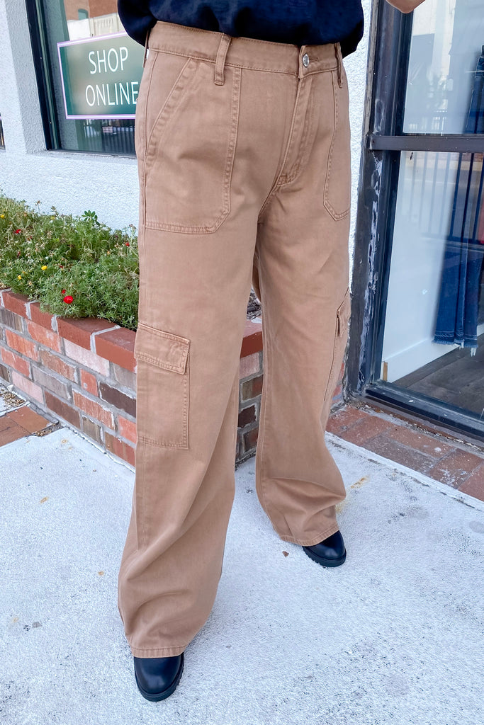 Olivia Sinopia Fresco High Rise Utility Cargo Wide Leg Denim by Vervet - Lyla's: Clothing, Decor & More - Plano Boutique