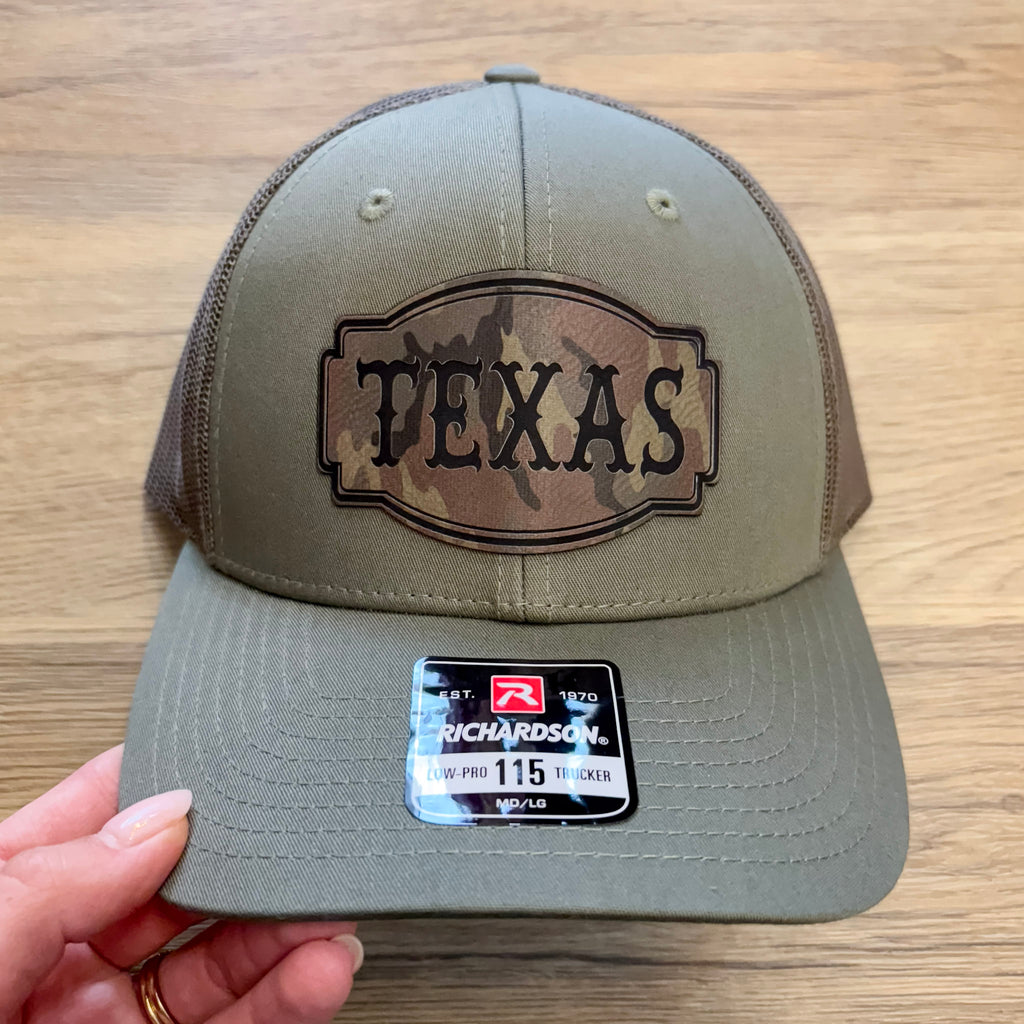 Texas Leather Patch Camo Hat - Lyla's: Clothing, Decor & More - Plano Boutique