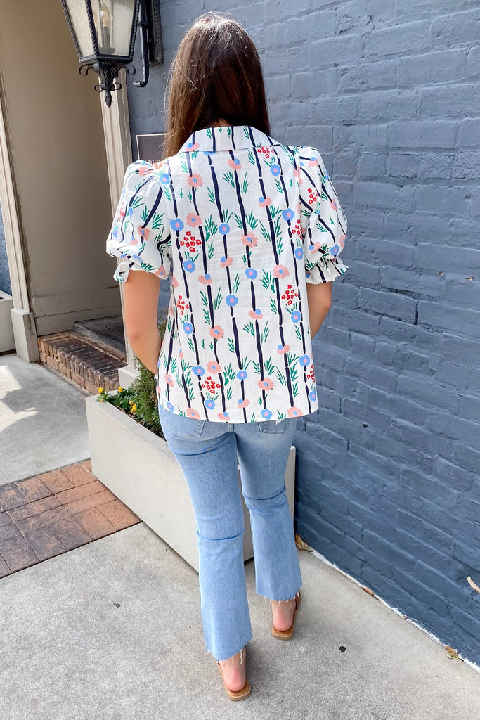 All The Attention Floral Print White Top - Lyla's: Clothing, Decor & More - Plano Boutique