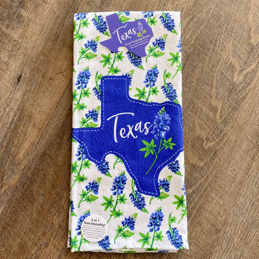 Texas Bluebonnet Tea Towel - Lyla's: Clothing, Decor & More - Plano Boutique