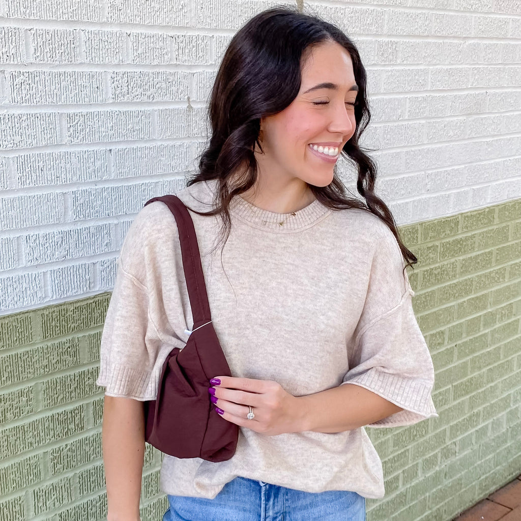 Minnie Nylon Shoulder Bag in Chocolate - Lyla's: Clothing, Decor & More - Plano Boutique