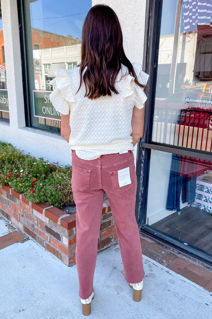 Wine High Rise Straight Crop Denim by Lovervet - Lyla's: Clothing, Decor & More - Plano Boutique
