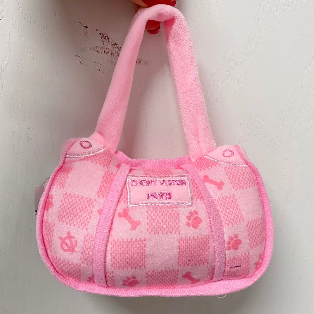 Pink Checker Chewy Vuiton Handbag Plush Toy - Lyla's: Clothing, Decor & More - Plano Boutique